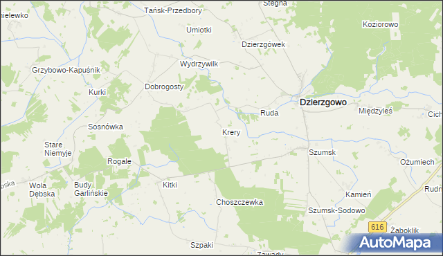 mapa Krery gmina Dzierzgowo, Krery gmina Dzierzgowo na mapie Targeo