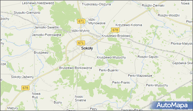 mapa Kruszewo-Wypychy, Kruszewo-Wypychy na mapie Targeo