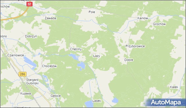 mapa Łazy gmina Gubin, Łazy gmina Gubin na mapie Targeo