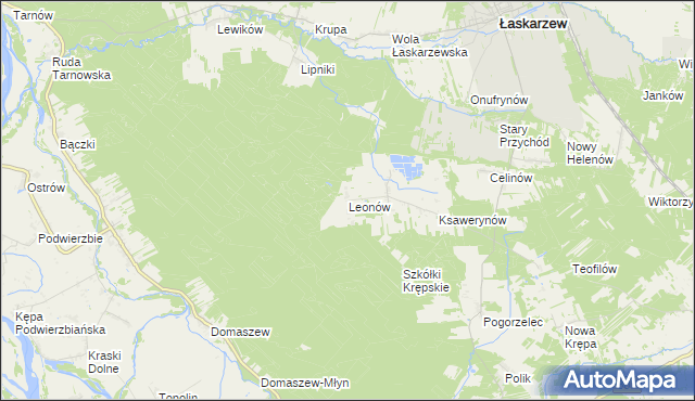 mapa Leonów gmina Maciejowice, Leonów gmina Maciejowice na mapie Targeo