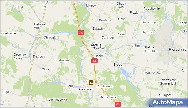 mapa Lisów gmina Morawica, Lisów gmina Morawica na mapie Targeo