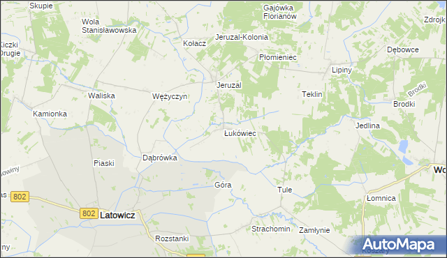 mapa Łukówiec gmina Mrozy, Łukówiec gmina Mrozy na mapie Targeo