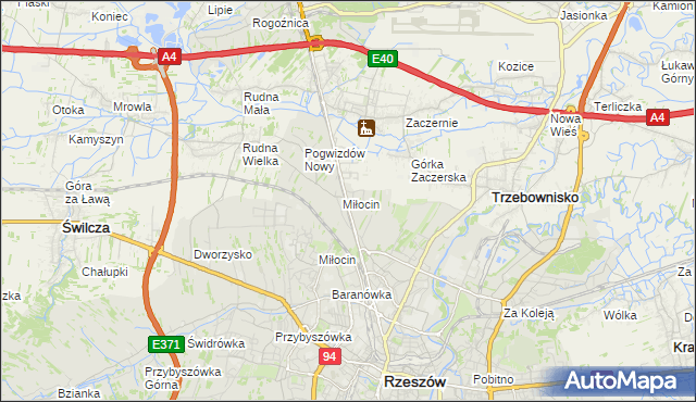 mapa Miłocin gmina Głogów Małopolski, Miłocin gmina Głogów Małopolski na mapie Targeo