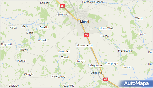 mapa Moniuszeczki, Moniuszeczki na mapie Targeo