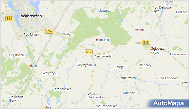 mapa Niedźwiedź gmina Dębowa Łąka, Niedźwiedź gmina Dębowa Łąka na mapie Targeo