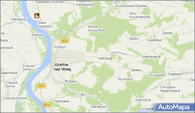 mapa Nietrzeba, Nietrzeba na mapie Targeo