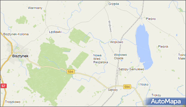 mapa Nowa Wieś Reszelska, Nowa Wieś Reszelska na mapie Targeo