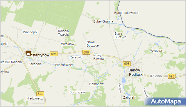 mapa Nowy Pawłów, Nowy Pawłów na mapie Targeo