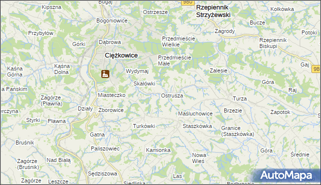 mapa Ostrusza, Ostrusza na mapie Targeo