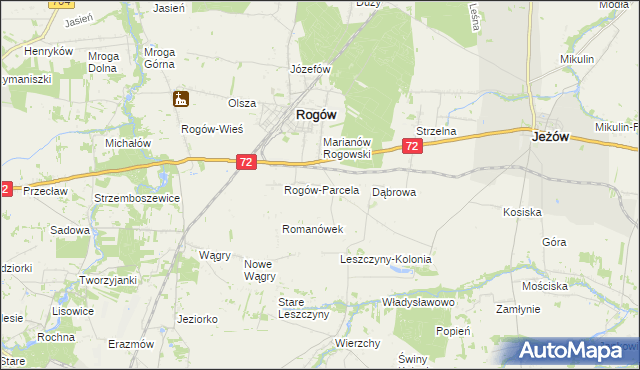 mapa Popień gmina Rogów, Popień gmina Rogów na mapie Targeo