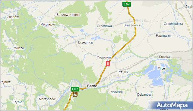 mapa Potworów gmina Bardo, Potworów gmina Bardo na mapie Targeo