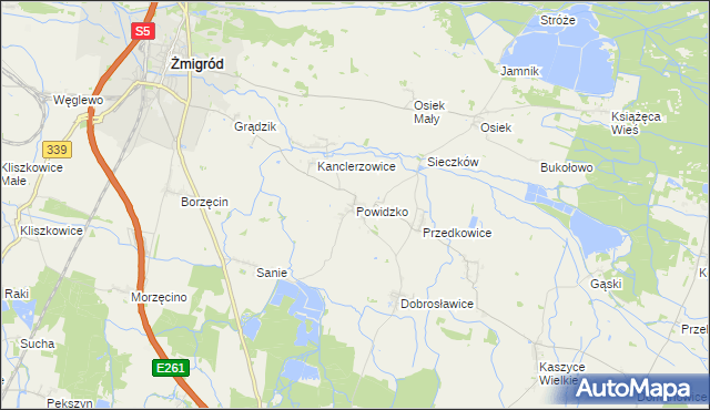 mapa Powidzko, Powidzko na mapie Targeo