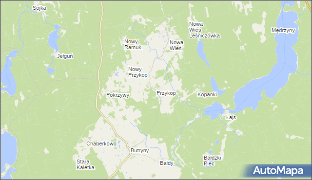 mapa Przykop gmina Purda, Przykop gmina Purda na mapie Targeo