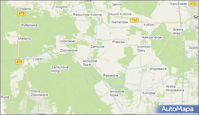 mapa Rębieskie-Kolonia, Rębieskie-Kolonia na mapie Targeo