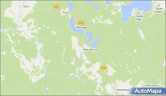 mapa Rekownica gmina Jedwabno, Rekownica gmina Jedwabno na mapie Targeo