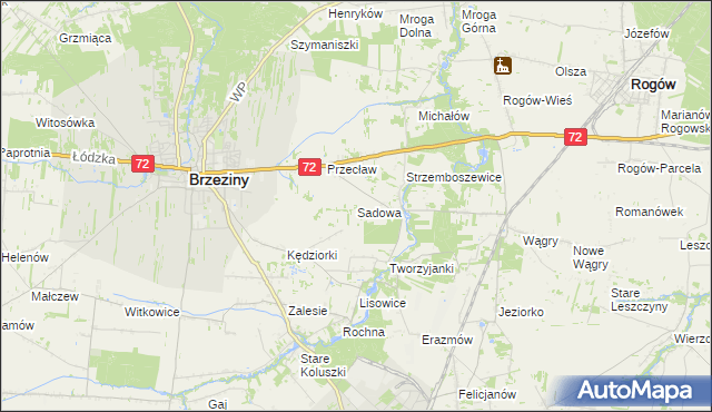 mapa Sadowa gmina Brzeziny, Sadowa gmina Brzeziny na mapie Targeo