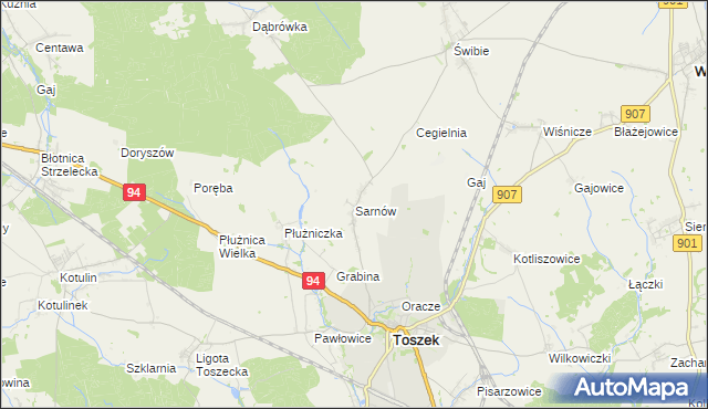 mapa Sarnów gmina Toszek, Sarnów gmina Toszek na mapie Targeo