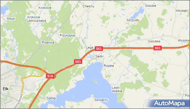 mapa Sędki gmina Ełk, Sędki gmina Ełk na mapie Targeo