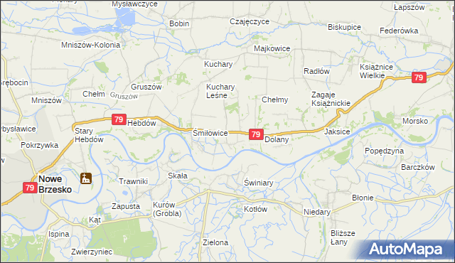 mapa Sierosławice gmina Nowe Brzesko, Sierosławice gmina Nowe Brzesko na mapie Targeo