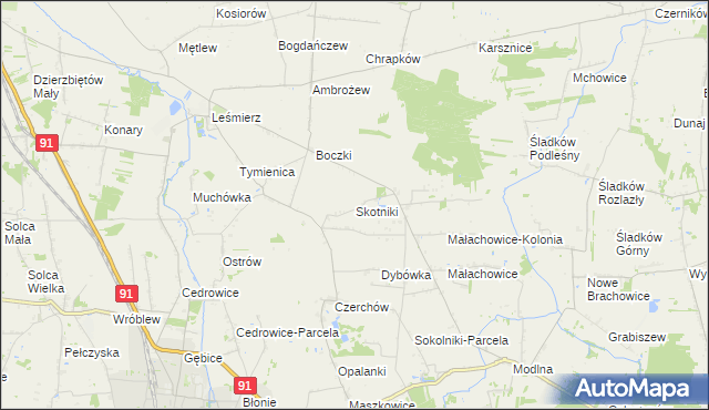 mapa Skotniki gmina Ozorków, Skotniki gmina Ozorków na mapie Targeo