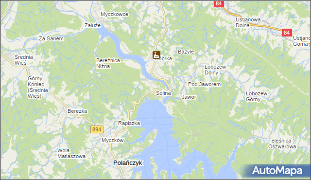 mapa Solina, Solina na mapie Targeo