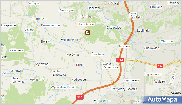 mapa Świątniki gmina Pabianice, Świątniki gmina Pabianice na mapie Targeo