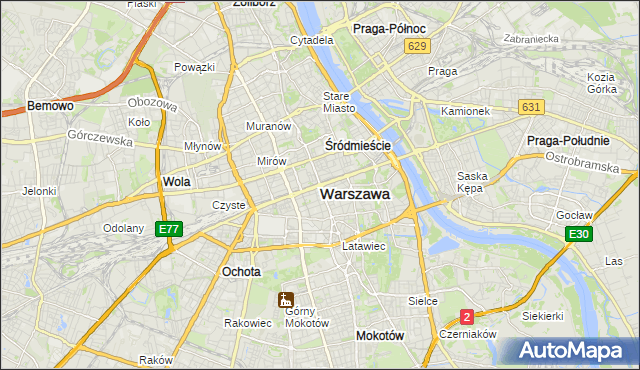 mapa Warszawy, Warszawa na mapie Targeo