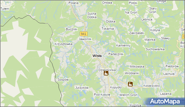 mapa Wisła, Wisła na mapie Targeo