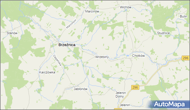 mapa Wrzesiny gmina Brzeźnica, Wrzesiny gmina Brzeźnica na mapie Targeo