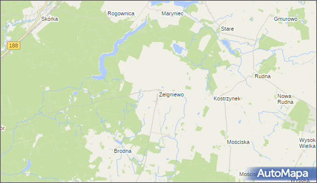 mapa Zelgniewo, Zelgniewo na mapie Targeo