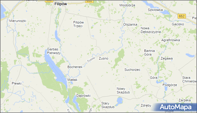 mapa Zusno, Zusno na mapie Targeo