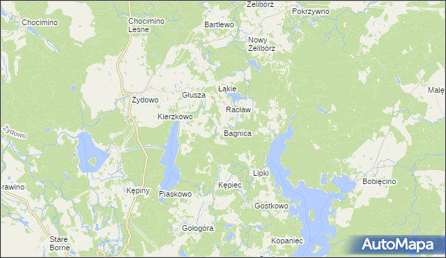 mapa Bagnica gmina Polanów, Bagnica gmina Polanów na mapie Targeo