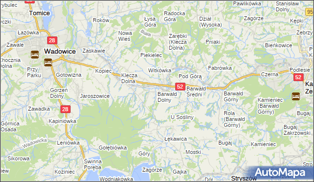 mapa Barwałd Dolny, Barwałd Dolny na mapie Targeo