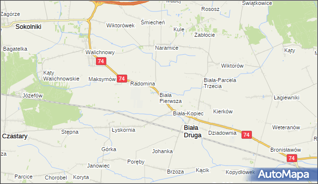 mapa Biała Pierwsza gmina Biała, Biała Pierwsza gmina Biała na mapie Targeo