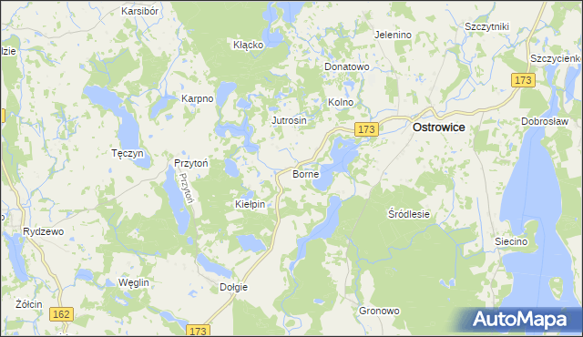 mapa Borne gmina Ostrowice, Borne gmina Ostrowice na mapie Targeo