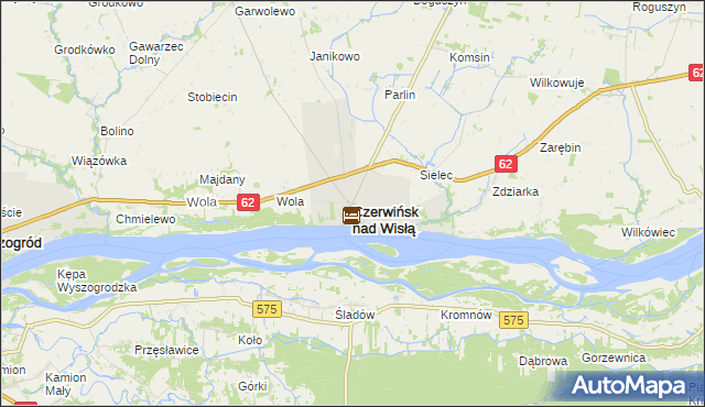 mapa Czerwińsk nad Wisłą, Czerwińsk nad Wisłą na mapie Targeo