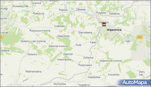 mapa Huta gmina Wąwolnica, Huta gmina Wąwolnica na mapie Targeo