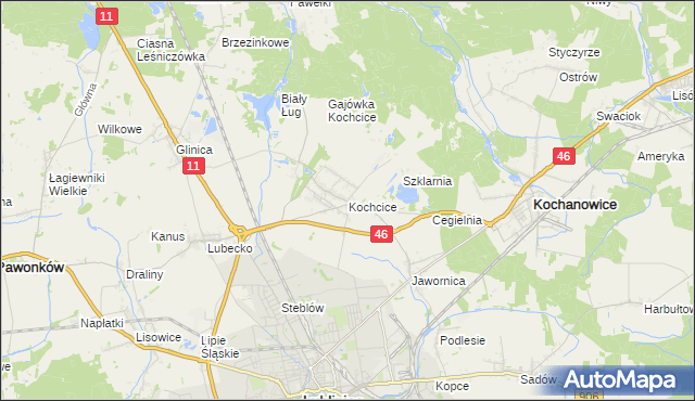 mapa Kochcice, Kochcice na mapie Targeo