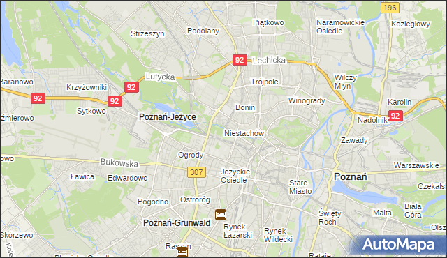 mapa Niestachów gmina Poznań, Niestachów gmina Poznań na mapie Targeo