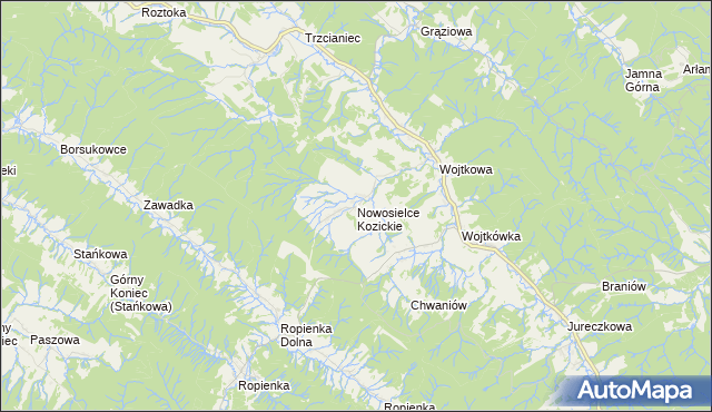 mapa Nowosielce Kozickie, Nowosielce Kozickie na mapie Targeo