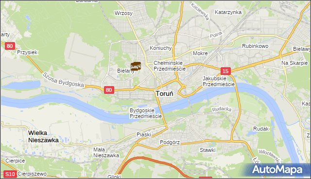 mapa Torunia, Toruń na mapie Targeo