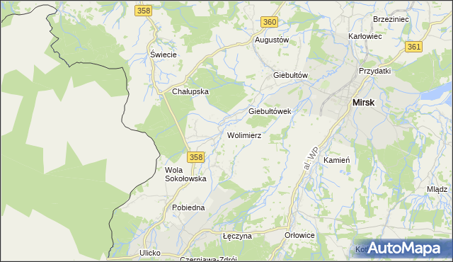 mapa Wolimierz, Wolimierz na mapie Targeo
