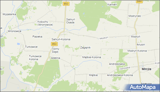 mapa Zagajnik gmina Werbkowice, Zagajnik gmina Werbkowice na mapie Targeo