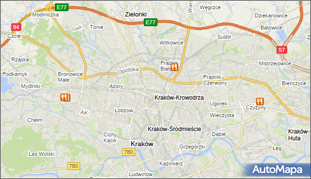 mapa Krowodrza, Krowodrza na mapie Targeo