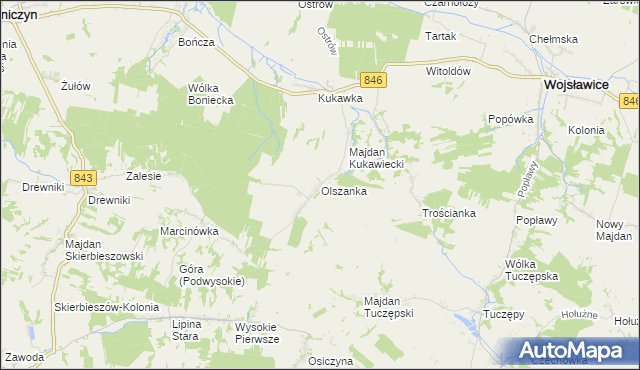 mapa Olszanka gmina Kraśniczyn, Olszanka gmina Kraśniczyn na mapie Targeo