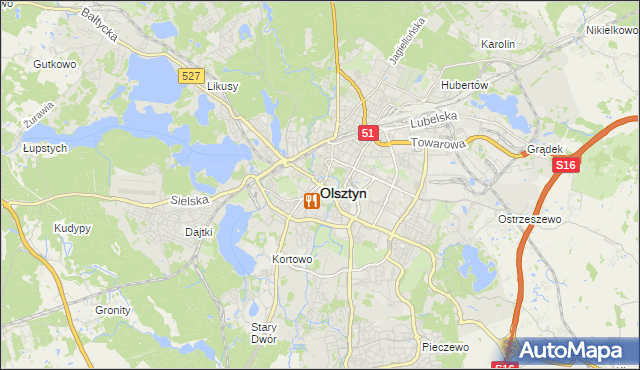 mapa Olsztyna, Olsztyn na mapie Targeo