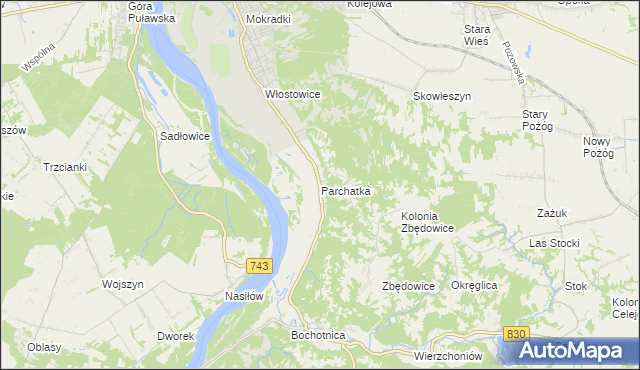 mapa Parchatka, Parchatka na mapie Targeo