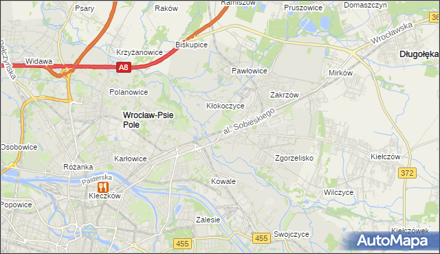 mapa Psie Pole gmina Wrocław, Psie Pole gmina Wrocław na mapie Targeo