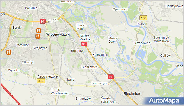 mapa Radwanice gmina Siechnice, Radwanice gmina Siechnice na mapie Targeo