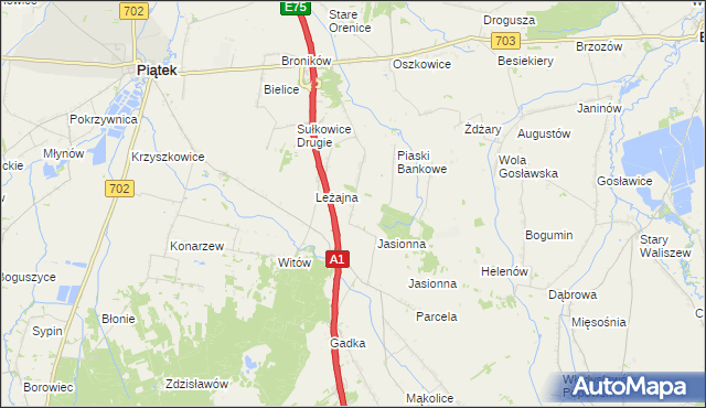 mapa Stare Piaski gmina Piątek, Stare Piaski gmina Piątek na mapie Targeo